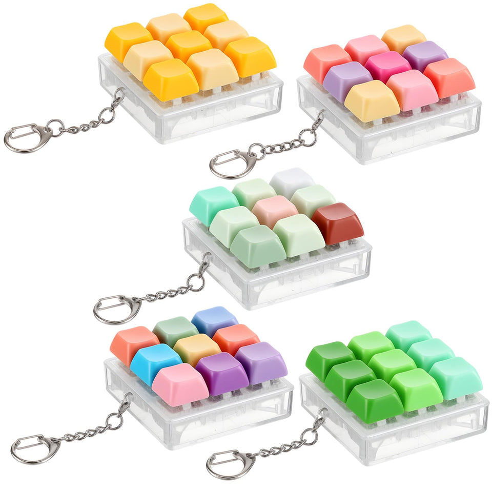 VioraWhite keyboard fidget keychain with colorful 9-in-1 buttons for focused work