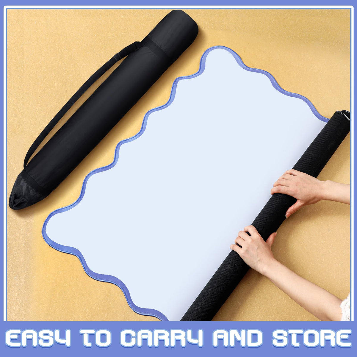 VioraWhite travel-friendly mat with black mesh carry bag for easy transport.
