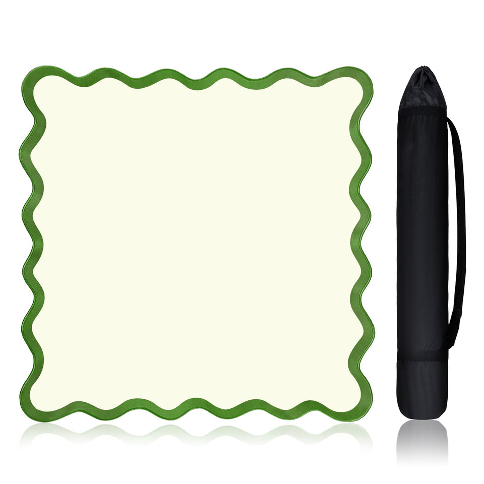 VioraWhite mahjong mat with scalloped green edge for stylish gameplay