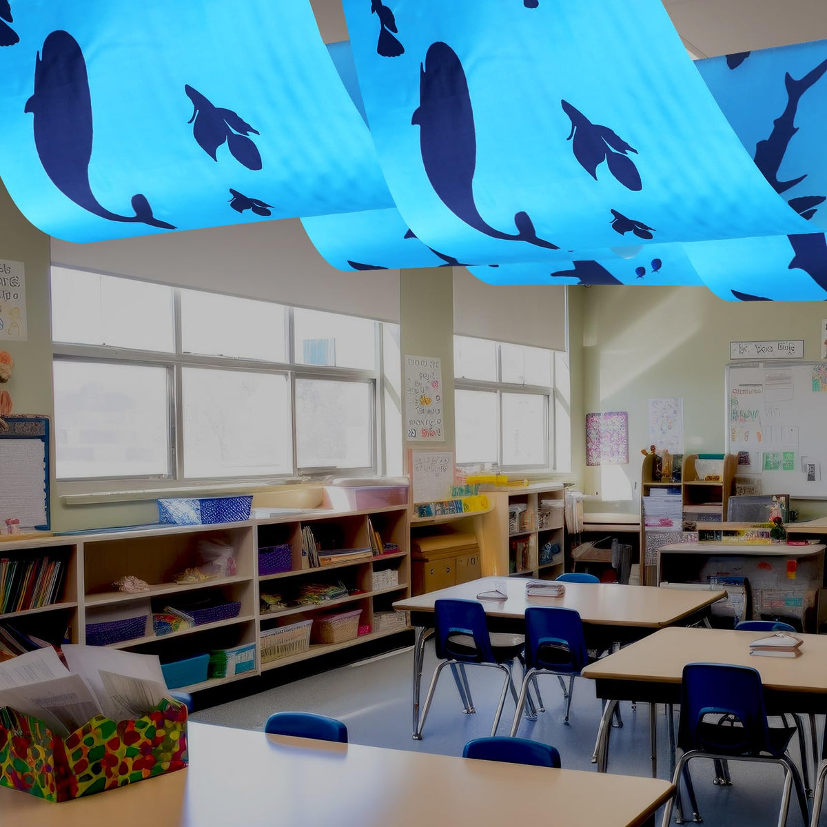 VioraWhite ocean ceiling banner turtle enhances beach-themed celebrations.