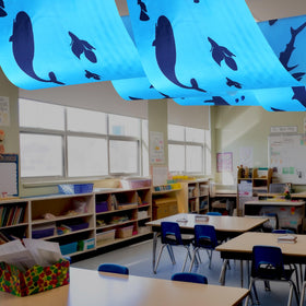 VioraWhite ocean ceiling banner turtle enhances beach-themed celebrations.