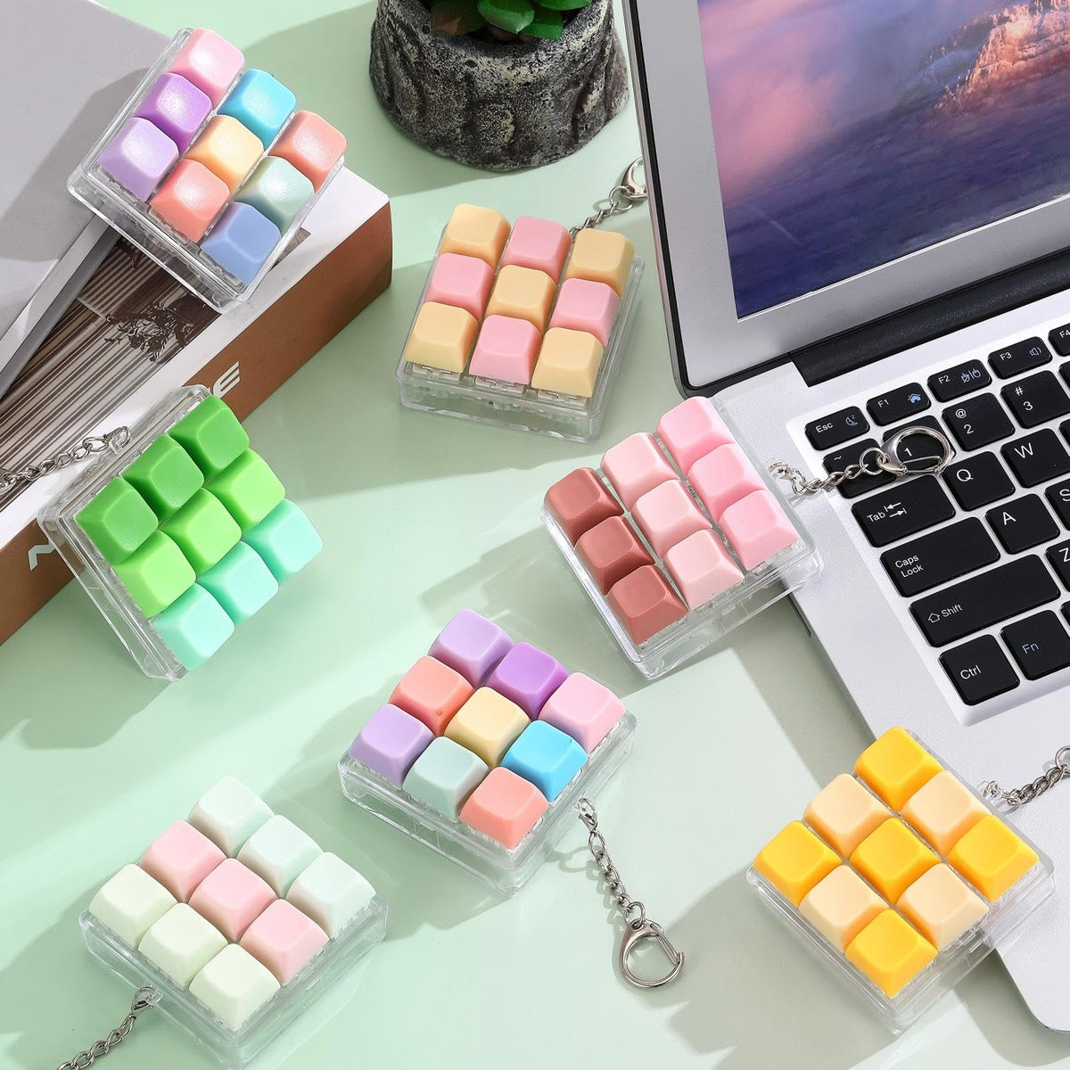 VioraWhite ergonomic keycap design showing a comfortable tactile layout