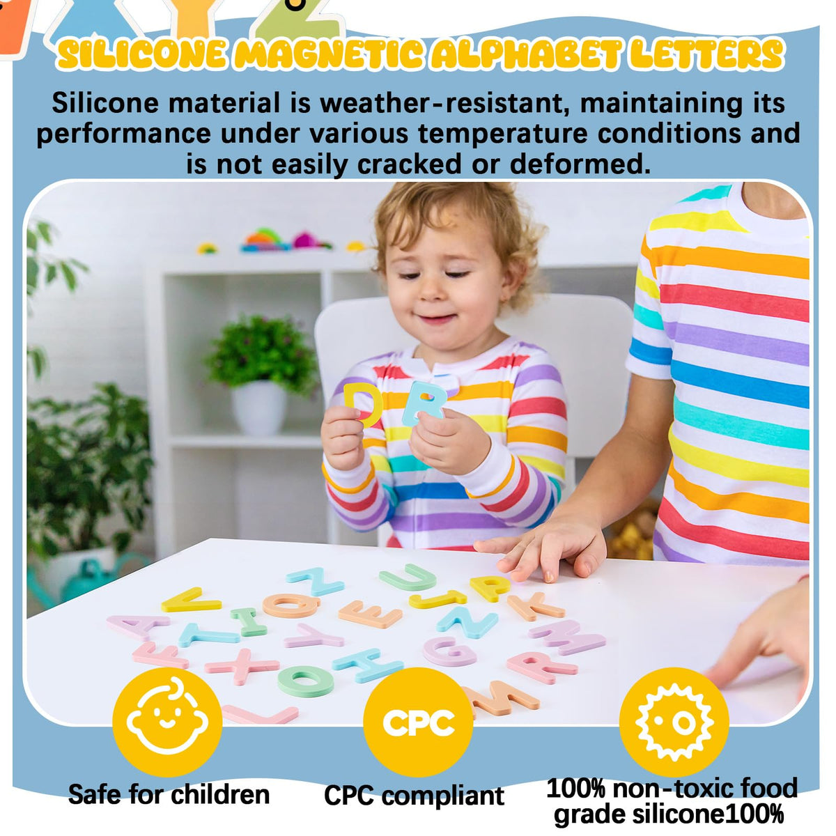 VioraWhite safe durable silicone alphabet letters designed for toddlers