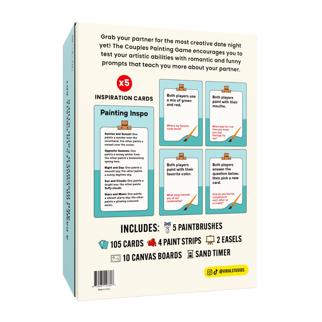 Viral Studios The Couples Painting Game gift-ready kit for anniversaries and special occasions.