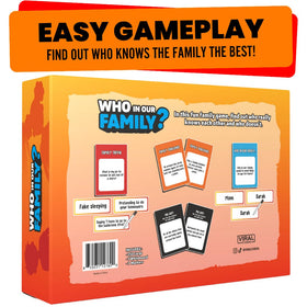 Viral Studios Who in Our Family 250 cards fuel diverse prompts for replayability.