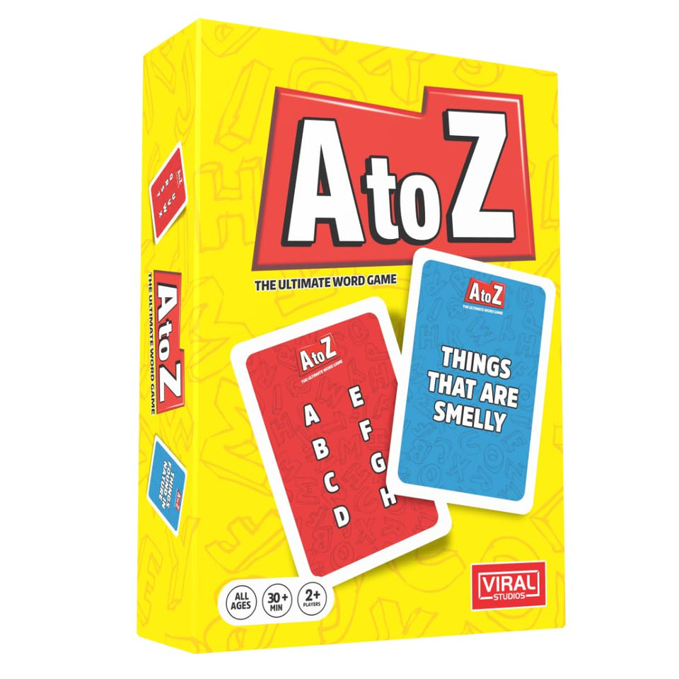 Viral Studios A to Z table setup for family fast-paced rounds