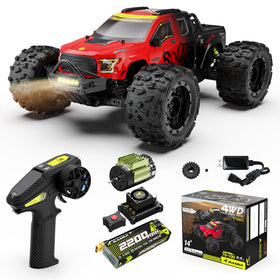 VIRCAS 1/14 brushless RC car front view showcases a speed ready chassis for quick accelerations