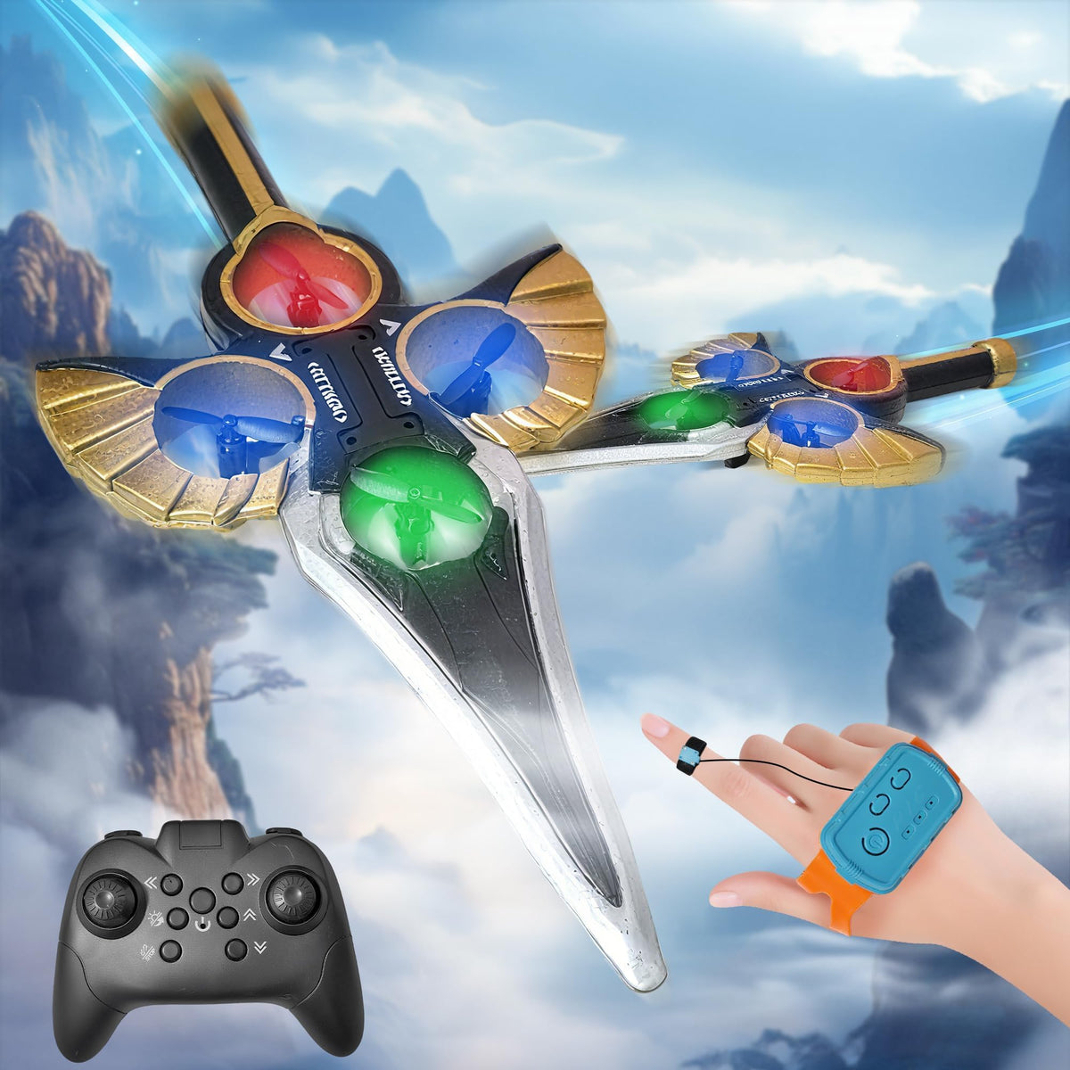 Virellia Flying Sword front view; durable EPP for outdoor play.
