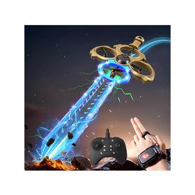 Virellia Upgraded Flying Sword drone front view with LED lights for dramatic night flights.