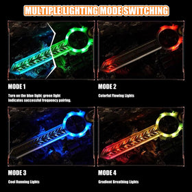 Virellia sword drone with flowing color LEDs for striking light shows.