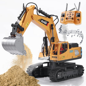 ViRockSign remote control excavator assembly view highlights durable build and precise controls