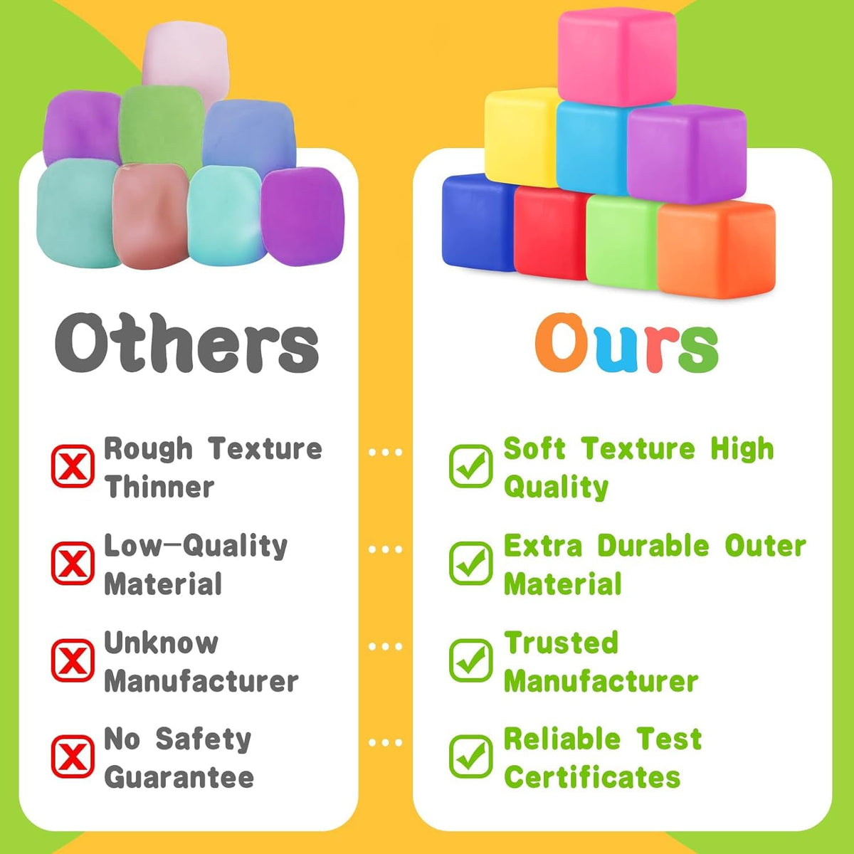 Viroucal durable stress balls return to shape after squeeze.