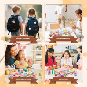 Visator assorted tiny plush animals add color to gift bags.