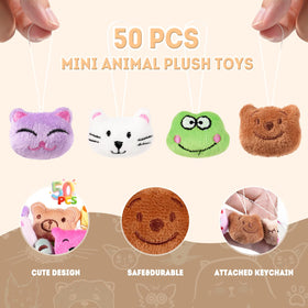 Visator small plush animals with hanging loops for easy display.