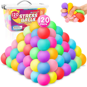 VISCOO 120-pack stress balls in a gift box for versatile stress relief and sensory play.