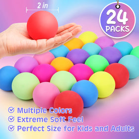 Viscoo colorful stress balls held in hand showing size and color variety