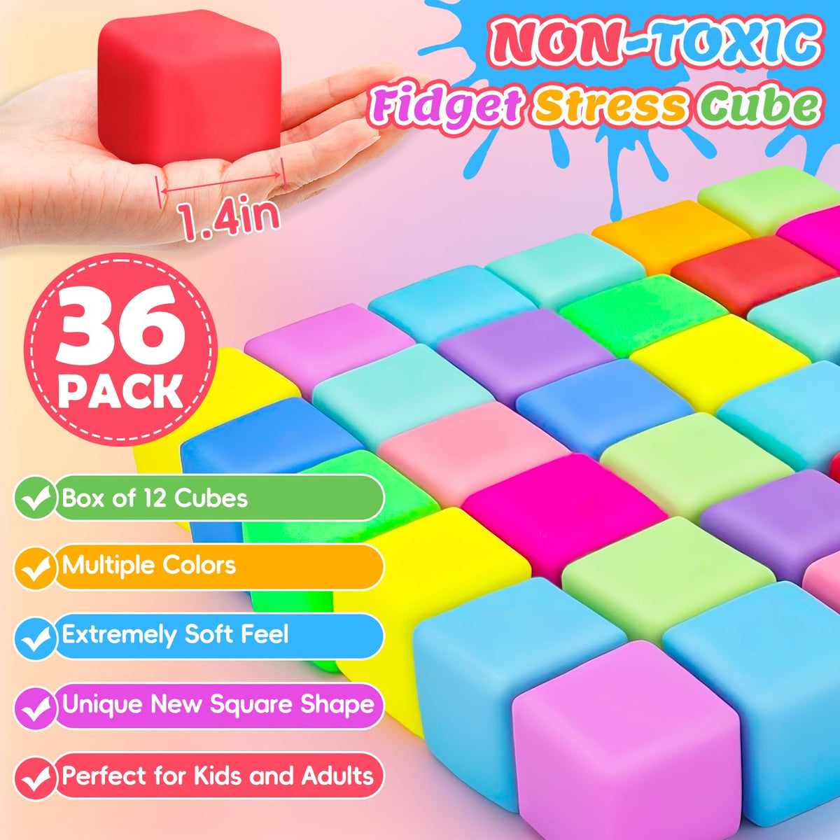VISCOO colorful stress cubes display variety for classroom prizes and playful learning.