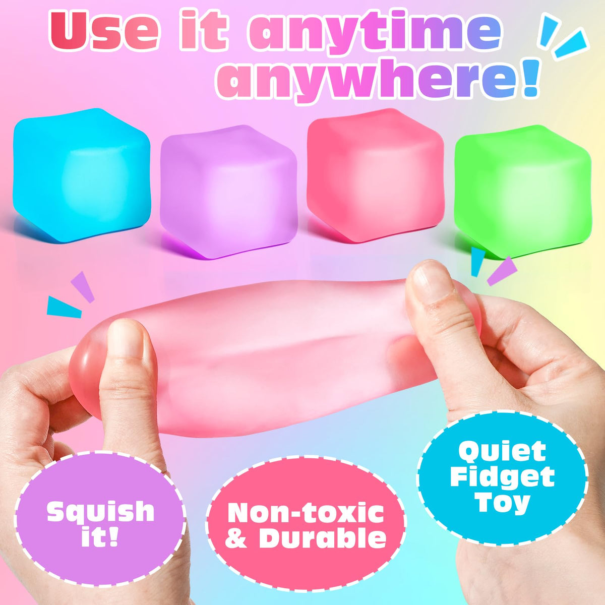 VISCOO stress cube pink aids anxiety management with soothing squish on the go