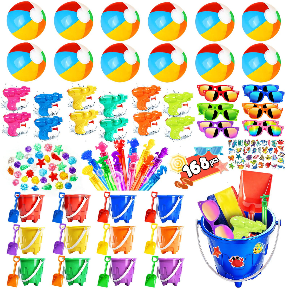 VisenZumo pool party buckets for sand molds and favors