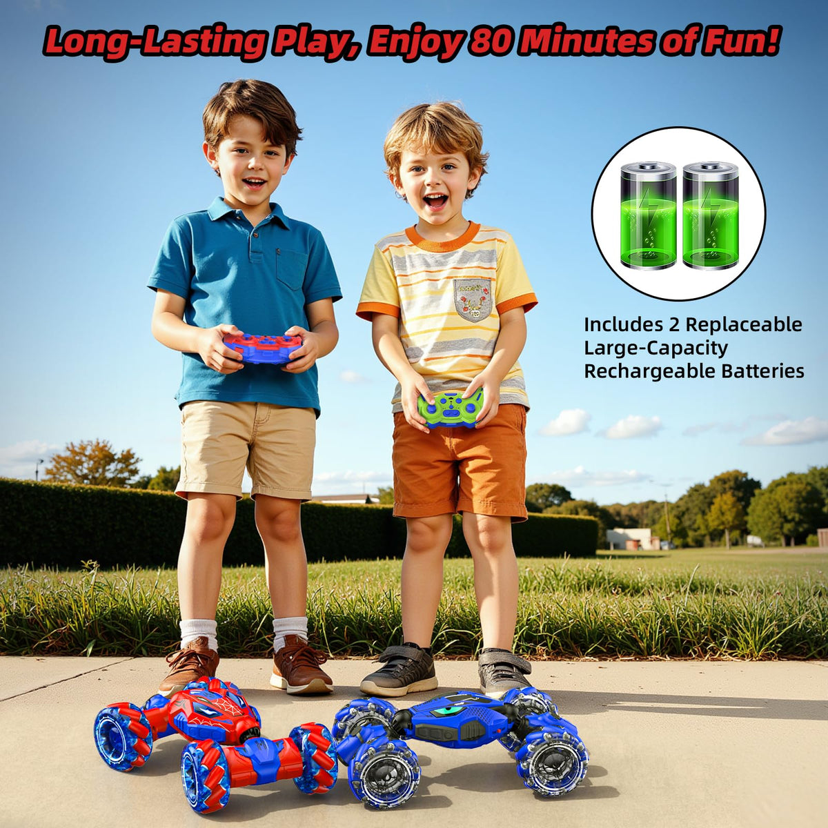 VisionX one-press auto-demo mode lets kids see a full stunt show.