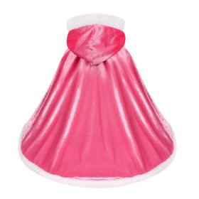 Visofayo princess-play cape closeup shows glossy satin and plush velvet
