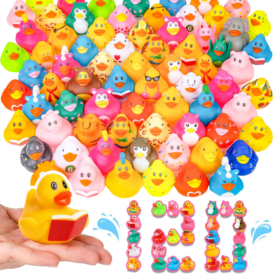 VISRIE 120-pack rubber ducks with 48 designs for endless bath time fun