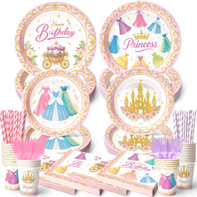Vistico Princess dessert plates 7in for elegant kids' parties and quick serving.
