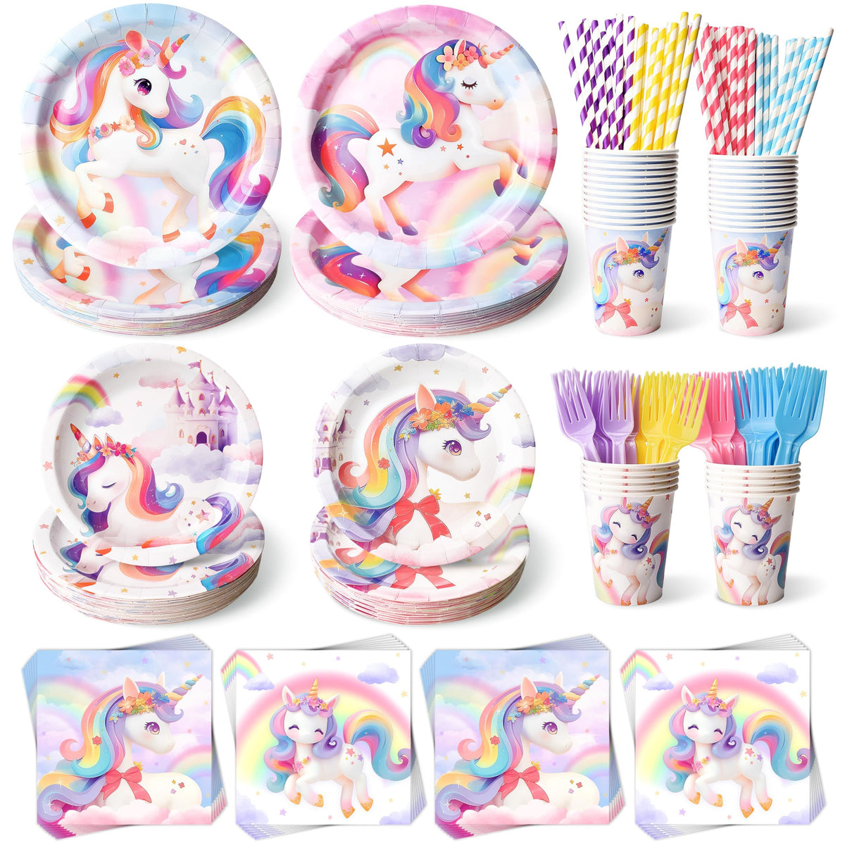 Vistico unicorn 9-inch plates, durable partyware for meals