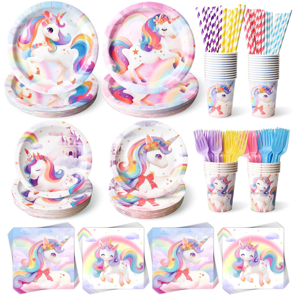 Vistico unicorn 9-inch plates, durable partyware for meals