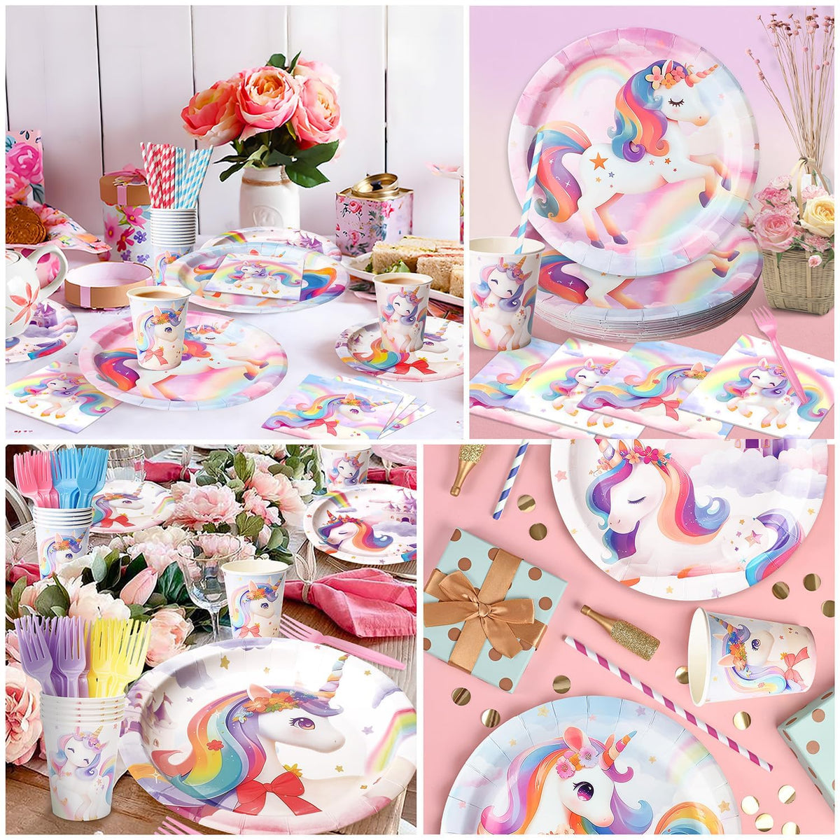 Vistico unicorn tableware set, includes everything for a themed party