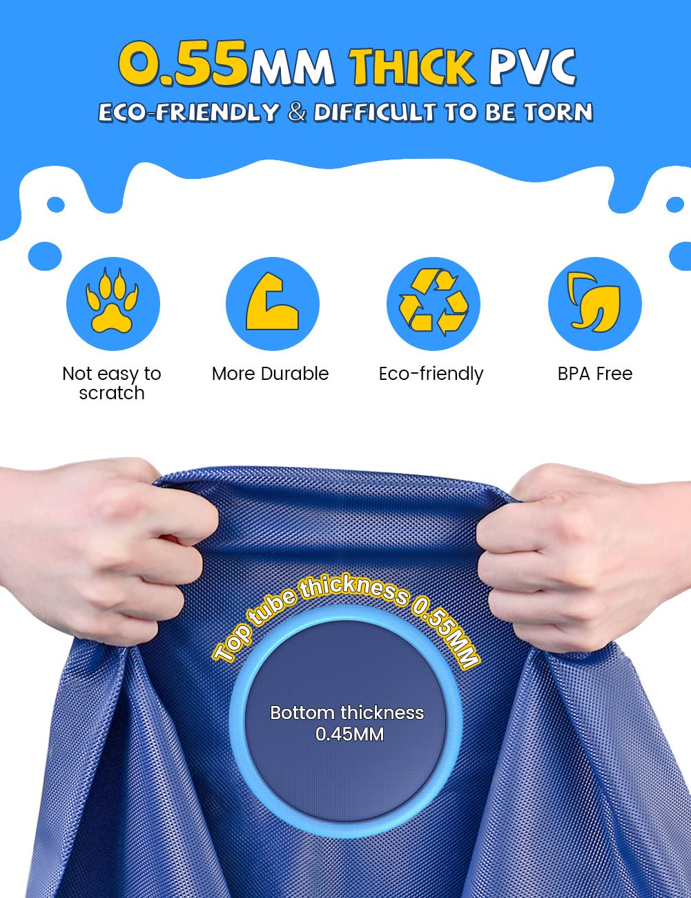 VISTOP 8mm edge sealing design visible on splash pad