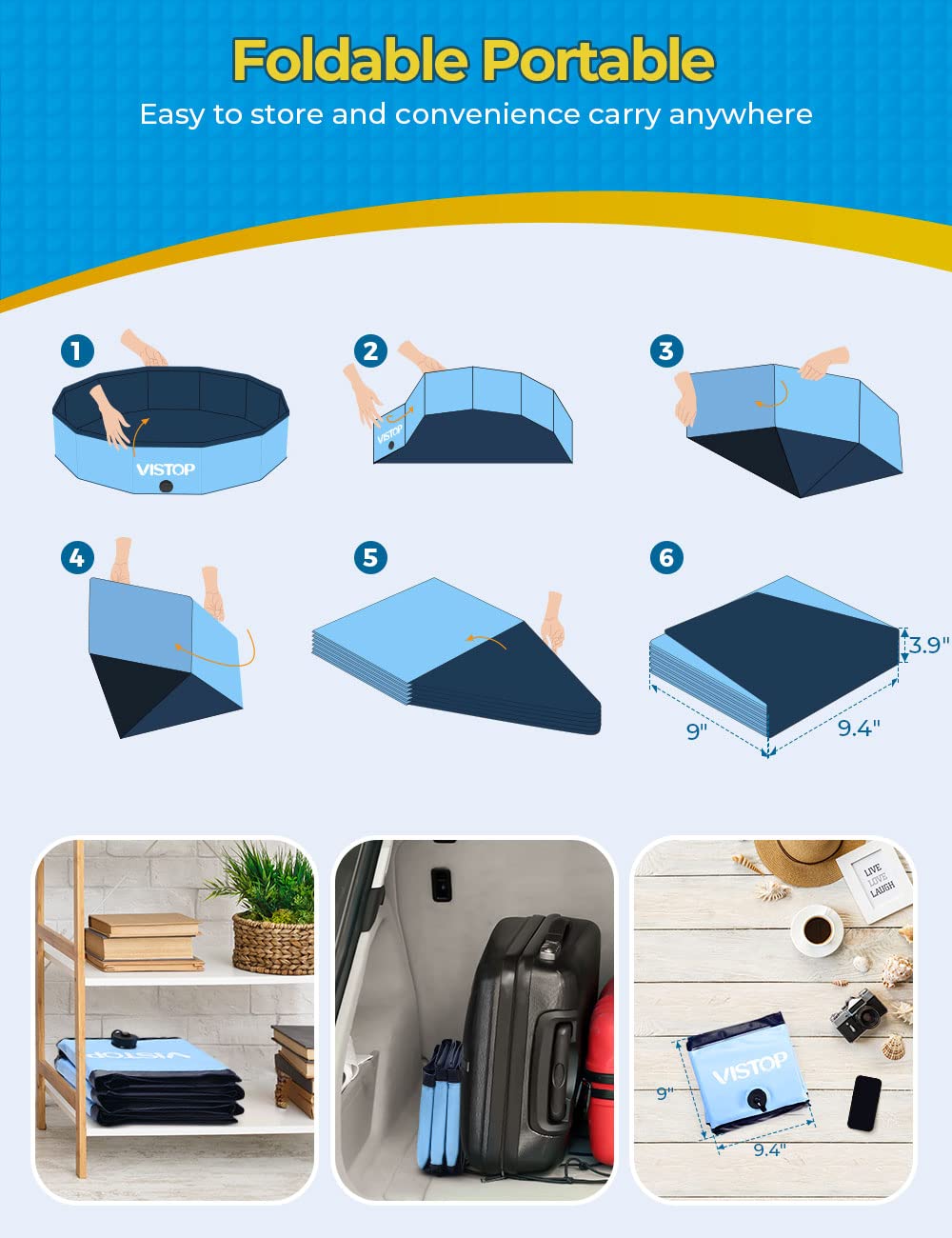 VISTOP anti-slip bottom keeps pets safe during baths
