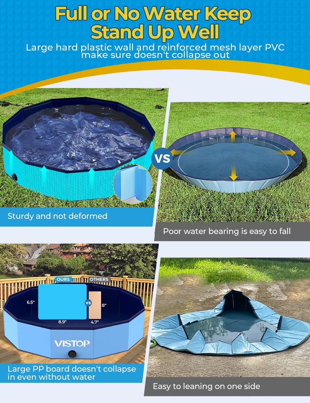 VISTOP pool shows durable PP hard shell with stable base