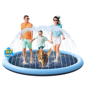 VISTOP non-slip splash pad in blue with kids and dogs on the surface for steady play