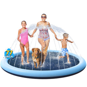 VISTOP non-slip splash pad blue 77 inches, safe surface for kids' backyard play