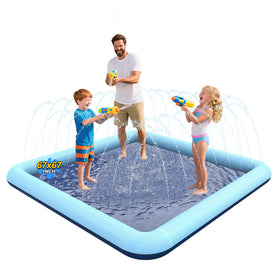 VISTOP splash pad non-slip surface keeps kids safe during backyard play.