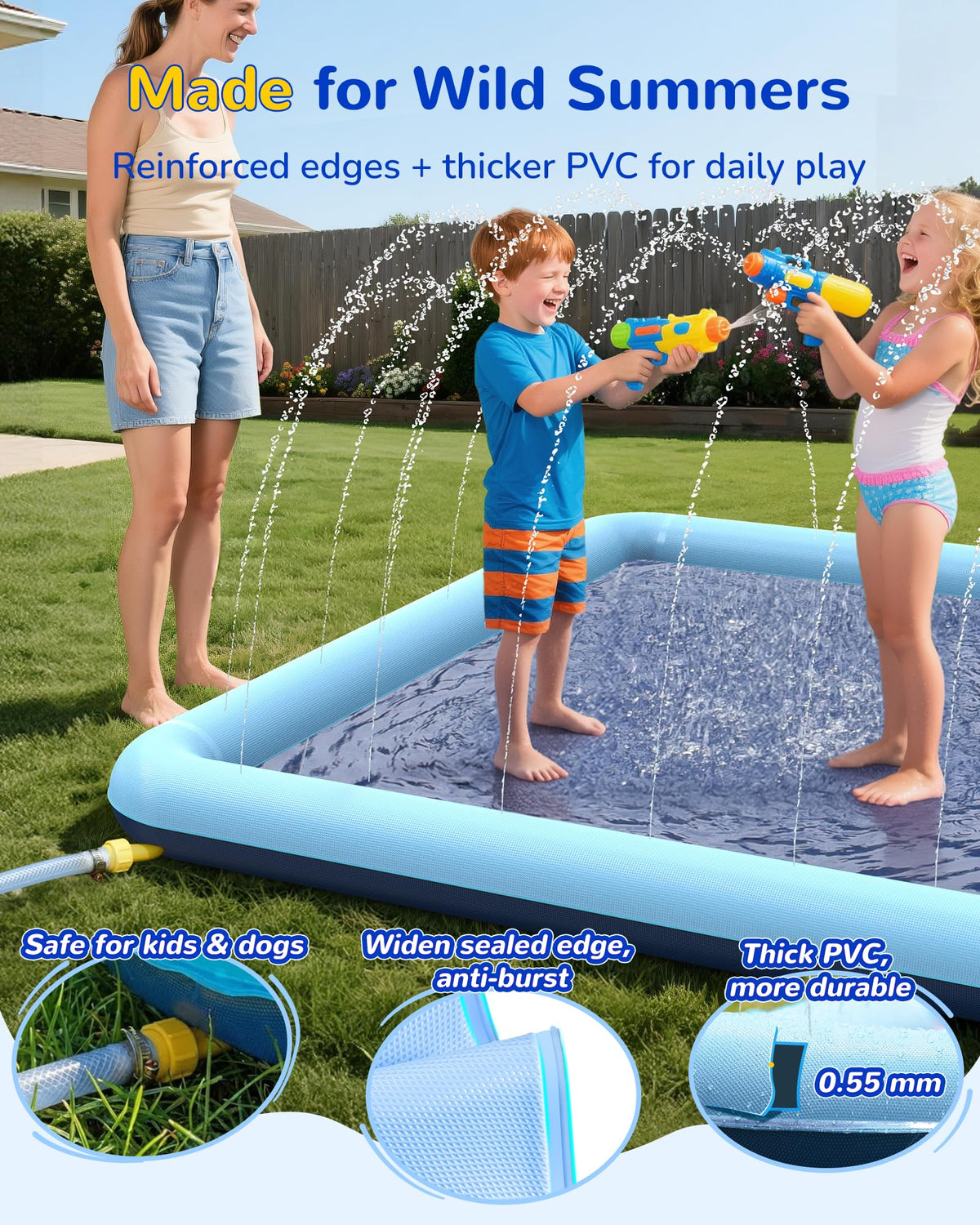 VISTOP splash pad thick edge design enhances durability for active pets.