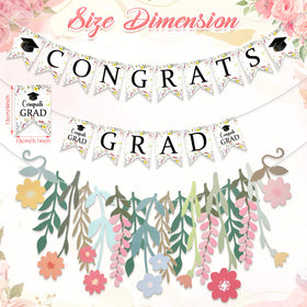 VitalCozy floral diploma-cap banner highlights graduation symbols tastefully.
