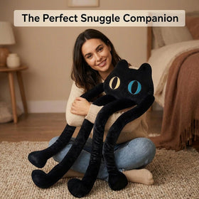 vitegaw black cat stuffed toy with embroidery eyes for decorative cuddling