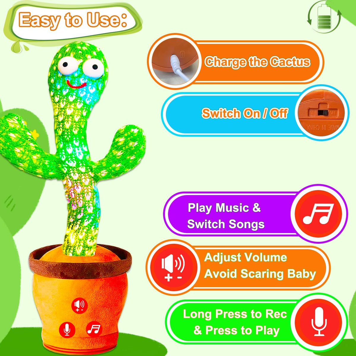Vitosup cactus charging scene illustrating convenient rechargeable power