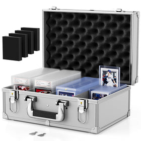 Vitula card case showing capacity for 600 top loaders and organized storage.