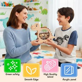 VivaFaux dinosaur decor blends warm wood with compact storage.
