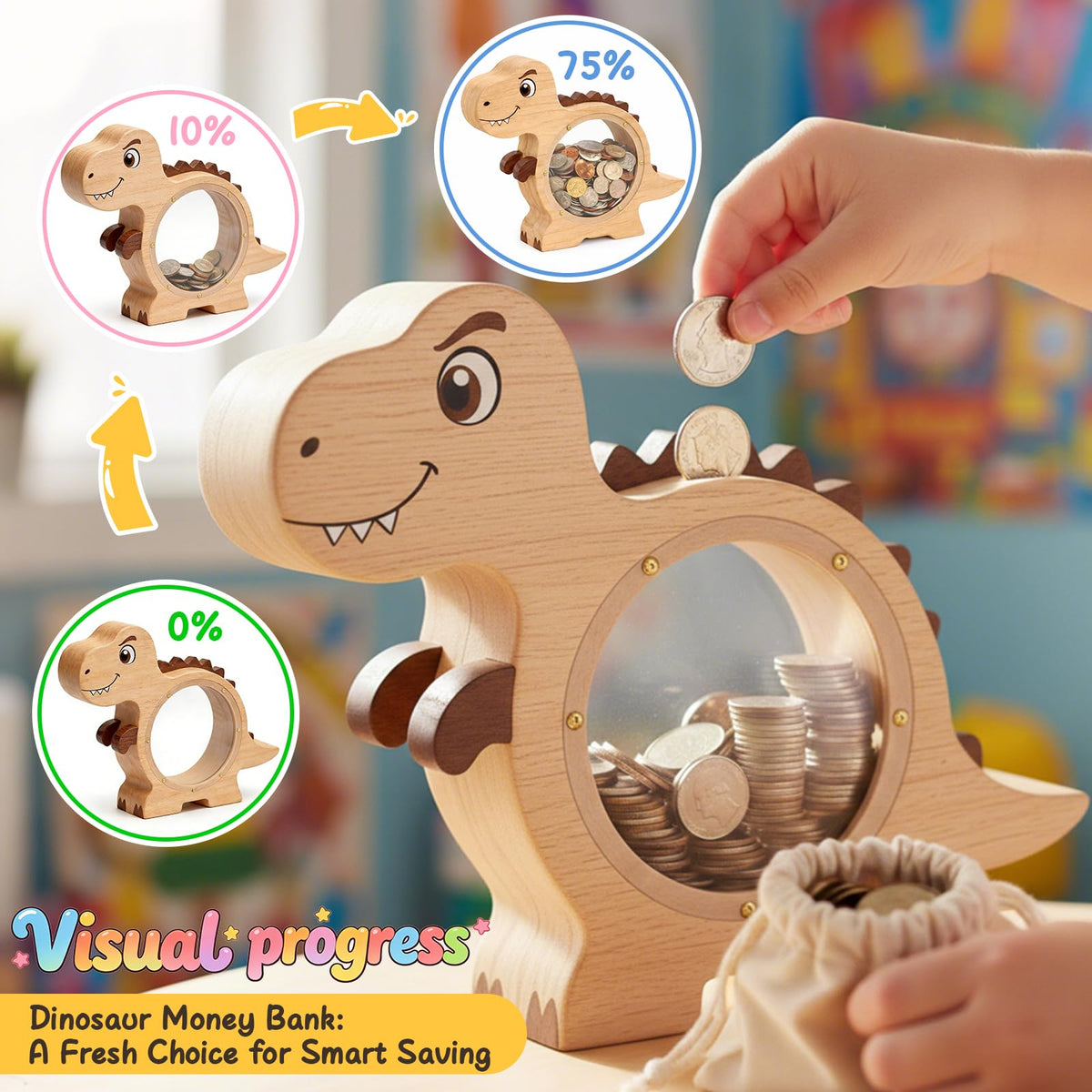 VivaFaux paintable wooden bank invites personalized artwork.