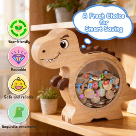 VivaFaux wooden money bank in natural wood adds durable decor.