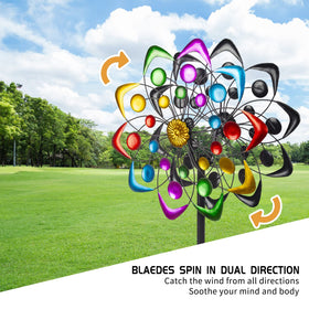Viveta double wind sculpture with reversible bearings for smooth low-wind performance
