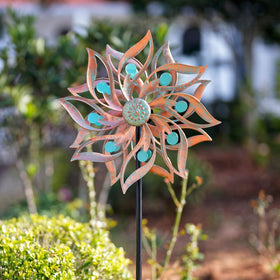 Viveta wind spinner with garden stake for easy placement in lawn or soil