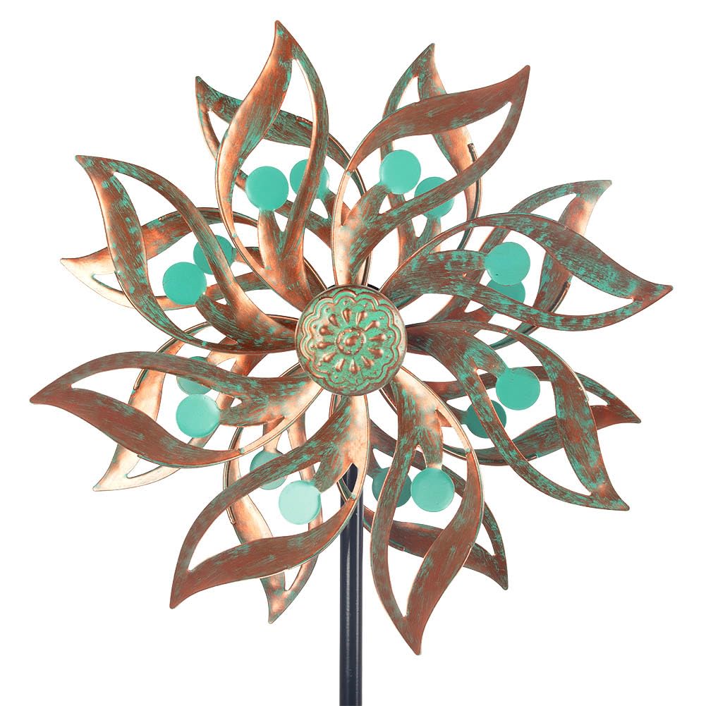 Viveta metal wind spinner outdoor rotating in breeze adds dynamic color to your garden