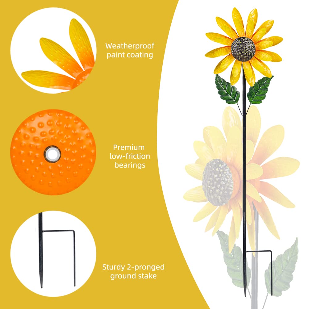 Viveta Sunflower Wind Spinner dual blades rotate in opposite directions for dynamic motion