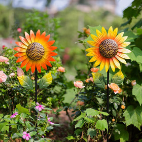 Viveta sunflower wind spinner outdoor 2-pack spinning gently in the breeze
