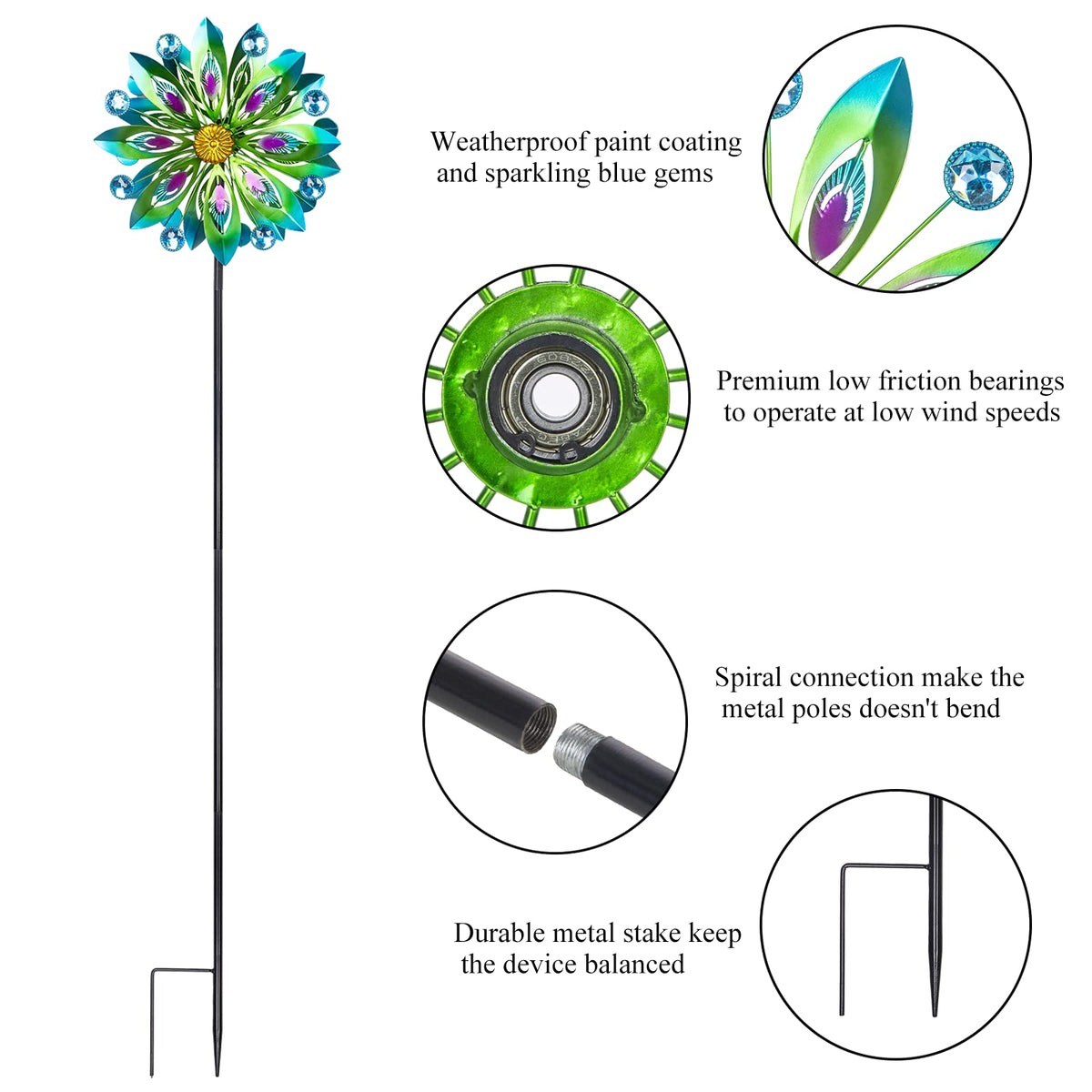 Viveta wind spinner stable stake keeps your decoration steady in wind.